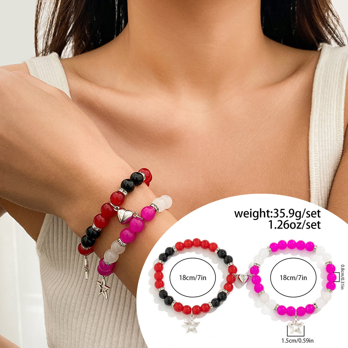 Star Pendant Tassel Bracelet Set