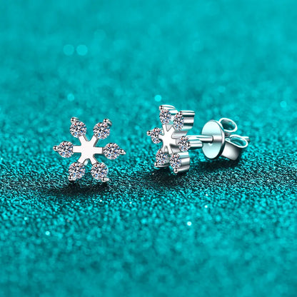 Moissanite Silver Snowflake Shape Earrings