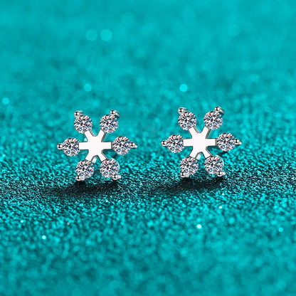 Moissanite Silver Snowflake Shape Earrings