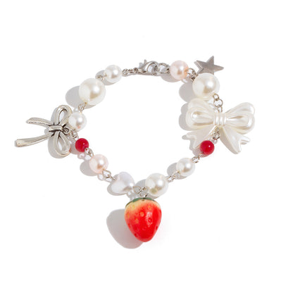 Sweet Strawberry Bow Bracelet