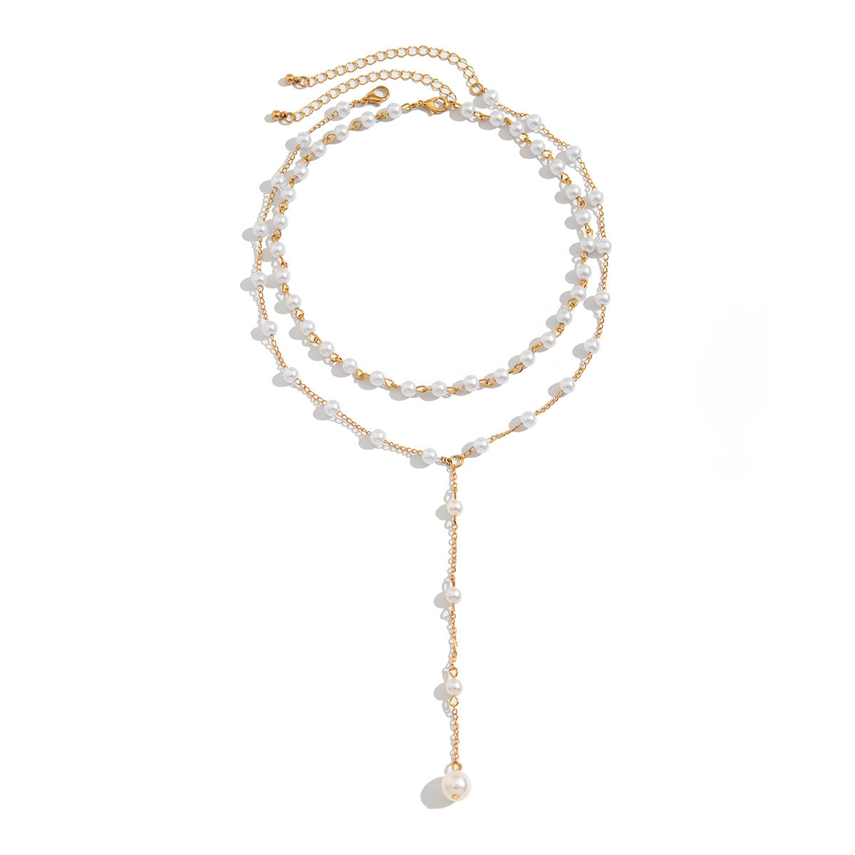 Fashionable pearl beaded multi-layer clavicle necklace