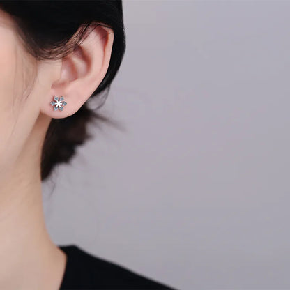 Moissanite Silver Snowflake Shape Earrings