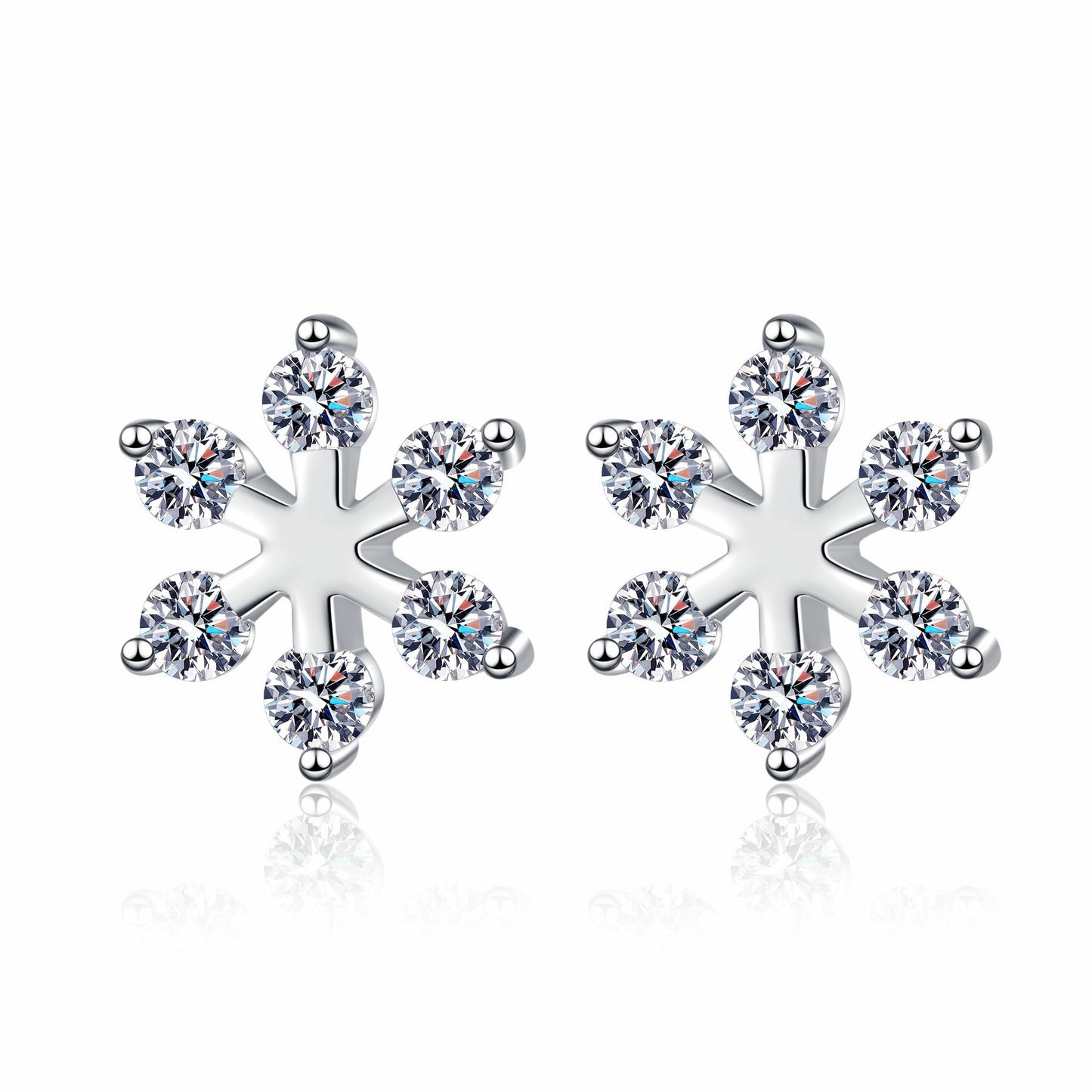 Moissanite Silver Snowflake Shape Earrings