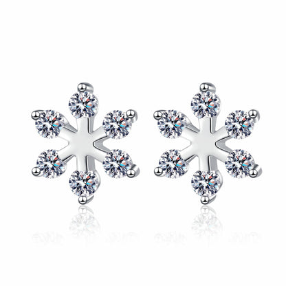 Moissanite Silver Snowflake Shape Earrings