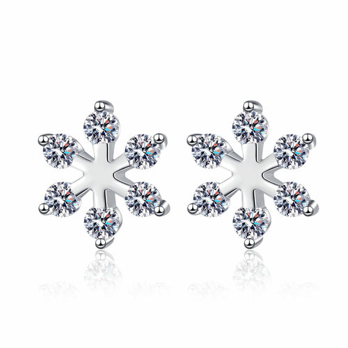 Moissanite Silver Snowflake Shape Earrings